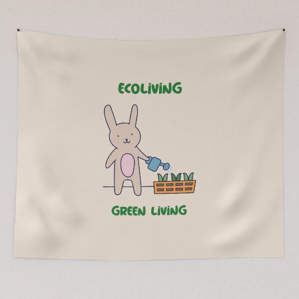 Item preview, Ecoliving - Green Living - Cartoon rabbit watering plants designed and sold by ElLocoMus.
