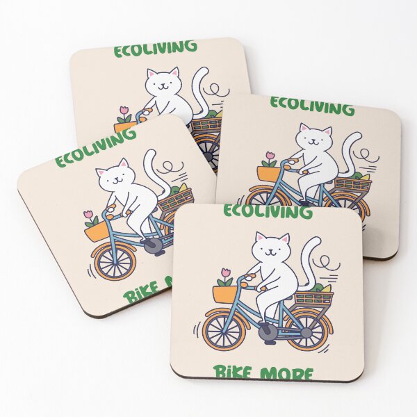 Item preview, Ecoliving - Green Living - Cartoon cat biking  designed and sold by ElLocoMus.