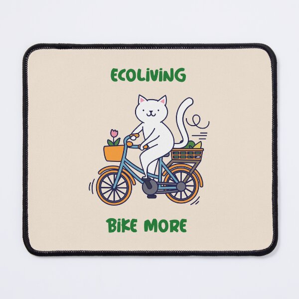 Item preview, Ecoliving - Green Living - Cartoon cat biking  designed and sold by ElLocoMus.