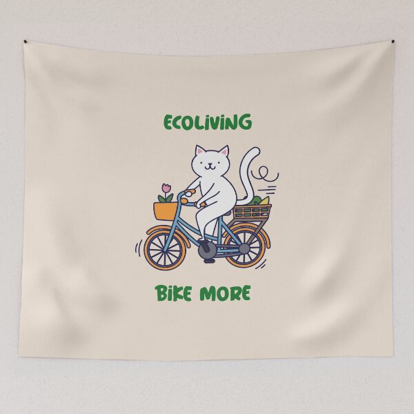 Item preview, Ecoliving - Green Living - Cartoon cat biking  designed and sold by ElLocoMus.