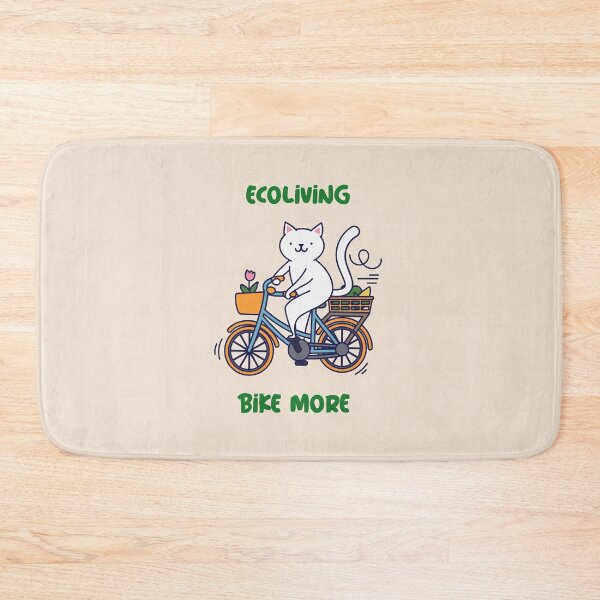 Item preview, Ecoliving - Green Living - Cartoon cat biking  designed and sold by ElLocoMus.