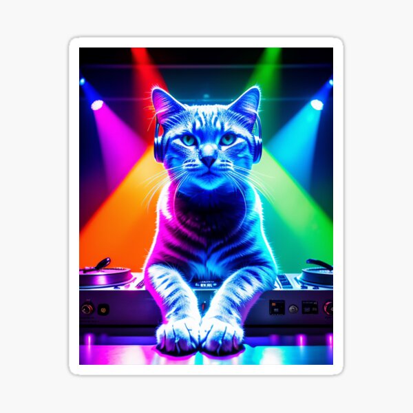 Funny Cute DJ Cat Sticker for Sale by Nextlevellife