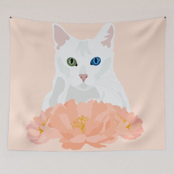 Item preview, Floral White Cat Princess designed and sold by Botanical Cat.