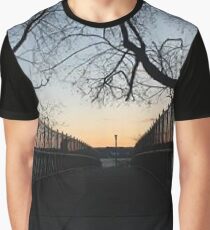 Evening, sunset, evening dawn, footbridge, tree branches, sky Graphic T-Shirt