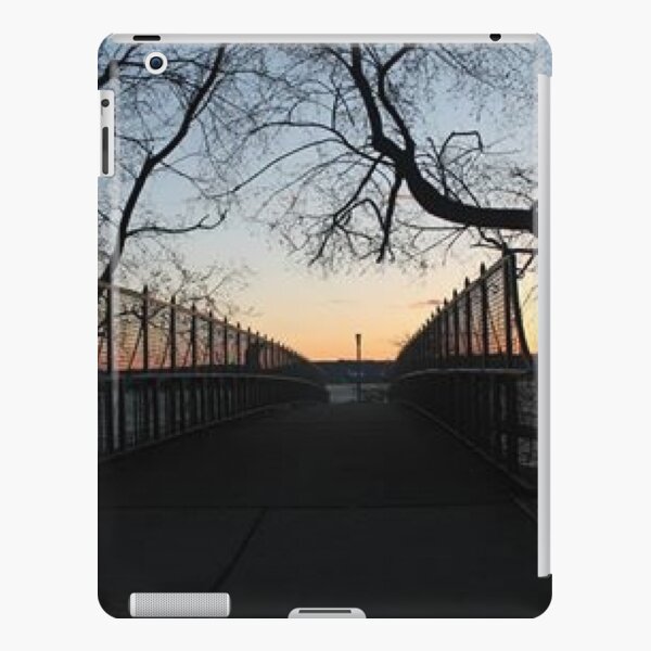 Evening, sunset, evening dawn, footbridge, tree branches, sky iPad Snap Case