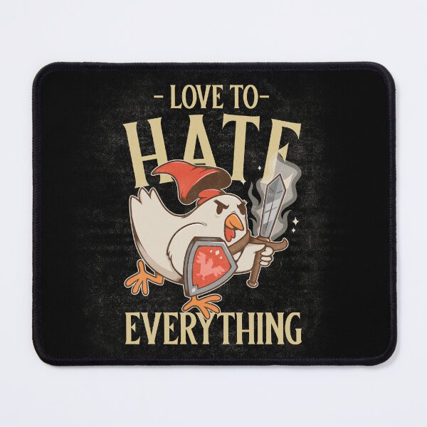 Item preview, Love to Hate Everything - Feisty Cartoon Chicken with Sword, Embracing the Fight designed and sold by ElLocoMus.