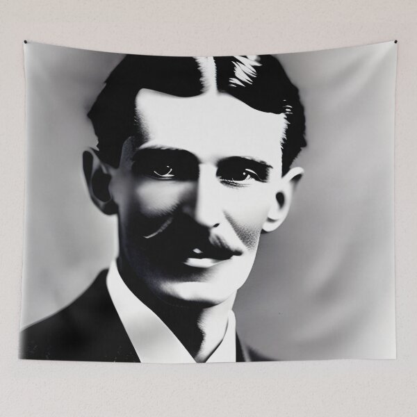 Item preview, Nikola Tesla Portrait | Black and White Nikola Tesla designed and sold by EngineersArt.