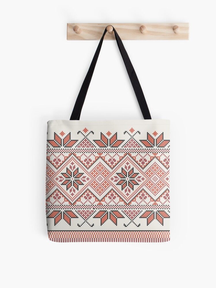 Vintage Color Stitching Tote Bag, Classic Geometric Pattern