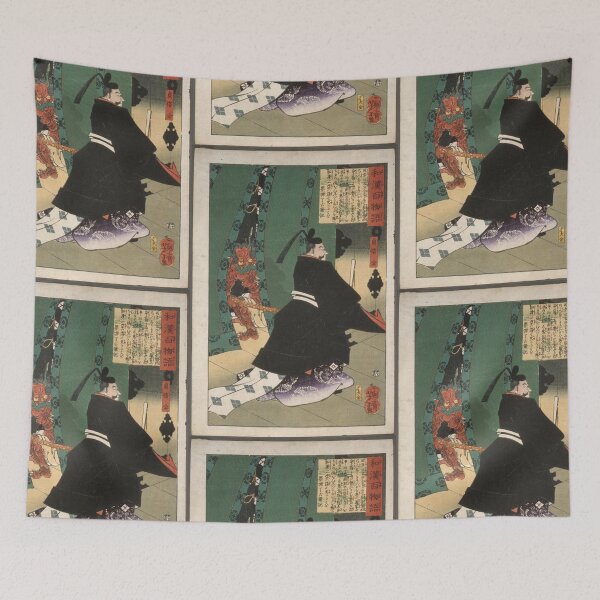 Item preview, Lord Sadanobu with a Demon behind a Screen (1865) by Tsukioka Yoshitoshi designed and sold by GrandBlueDesign.
