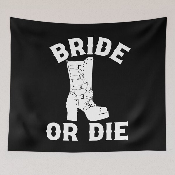 Item preview, Til Death Do We Party Bachelorette Party Bride or Die Black Boot Gothic Wedding Design designed and sold by mysticblvd.