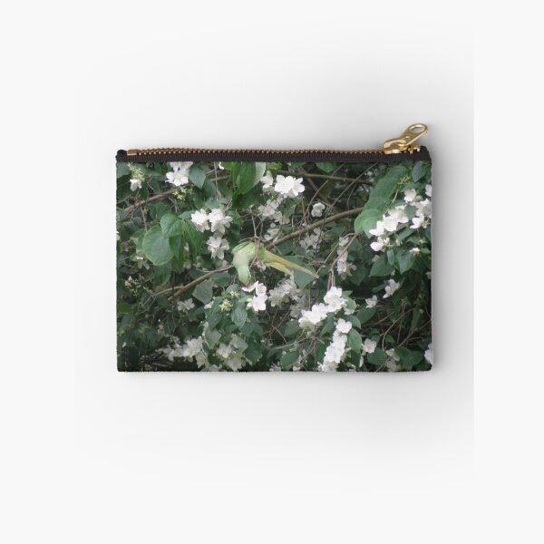 Item preview, Green Parakeet Eating Pretty Flowers designed and sold by naturegallery.