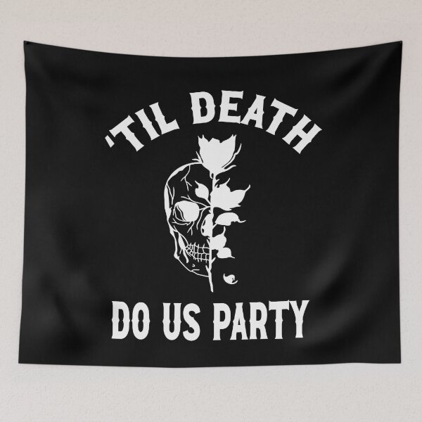 Item preview, Til Death Do We Party Bachelorette Party Til Death Do We Party Skull and Black Rose Gothic Wedding Design designed and sold by mysticblvd.