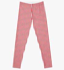 THINNER RED WHITE VERTICAL STRIPE Leggings