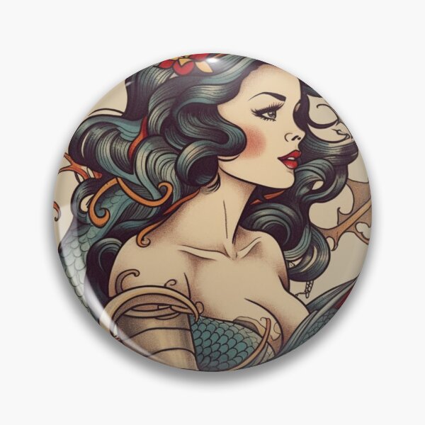 Item preview, Diseño de tatuaje de sirena inspirado en Sailor Jerry designed and sold by MerikDigital.