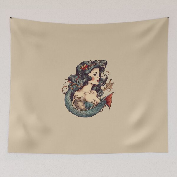Item preview, Sailor Jerry Inspired Mermaid Tattoo Design  designed and sold by MerikDigital.