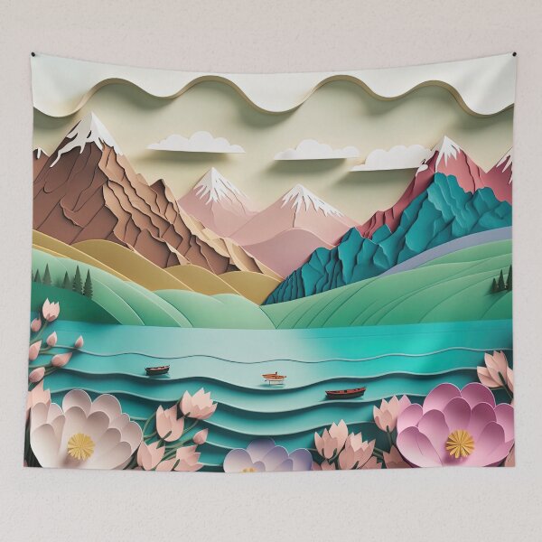 Item preview, Colorful Lake and Mountain Range Spring Landscape designed and sold by Juliascutecornr.