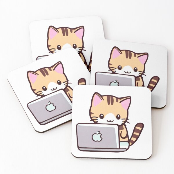 Item preview, cute cat typing on a computer designed and sold by yinon-h.