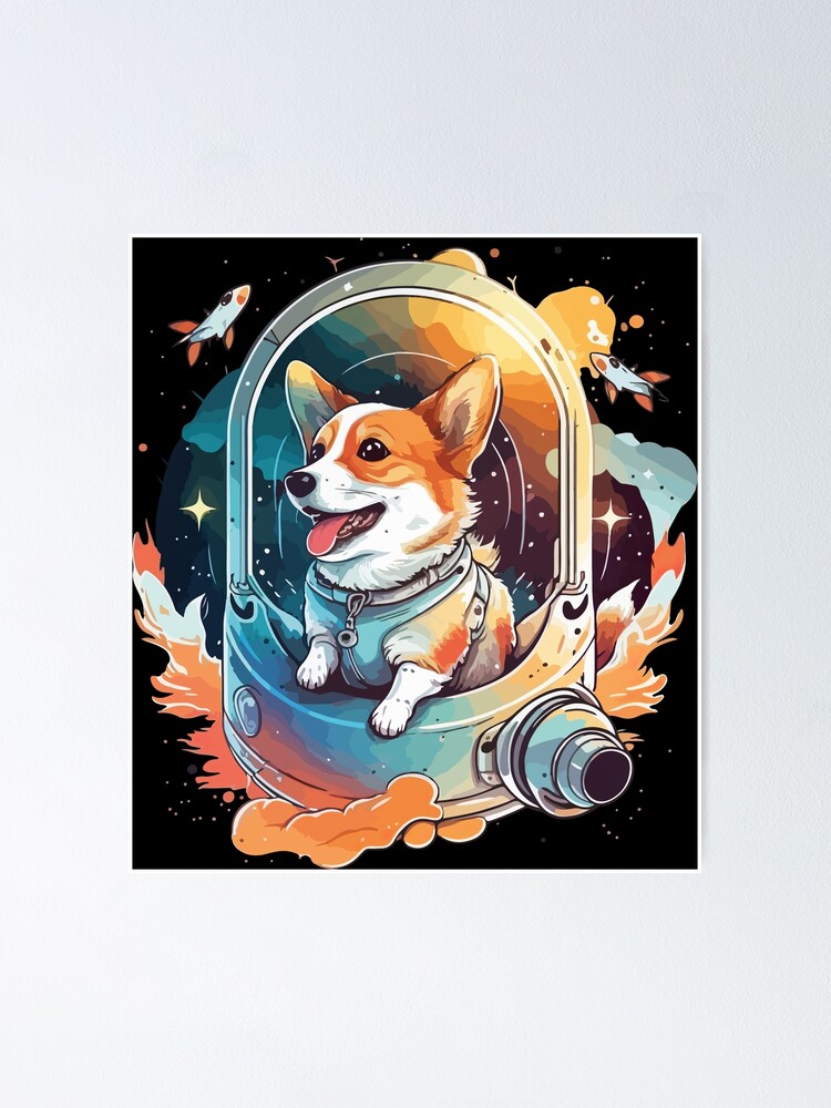 Cute Corgi Gaming' Poster, picture, metal print, paint by Michael I. Organ