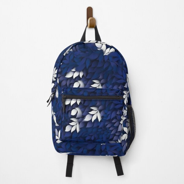 Item preview, Navy and White Leafy Shapes Pattern designed and sold by Expressive Vision.