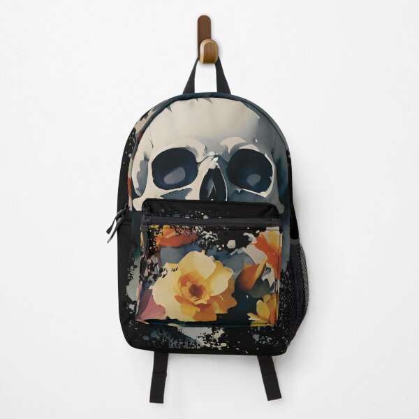 Item preview, Skull with flowers - splatter art designed and sold by EvergreenWhimsy.