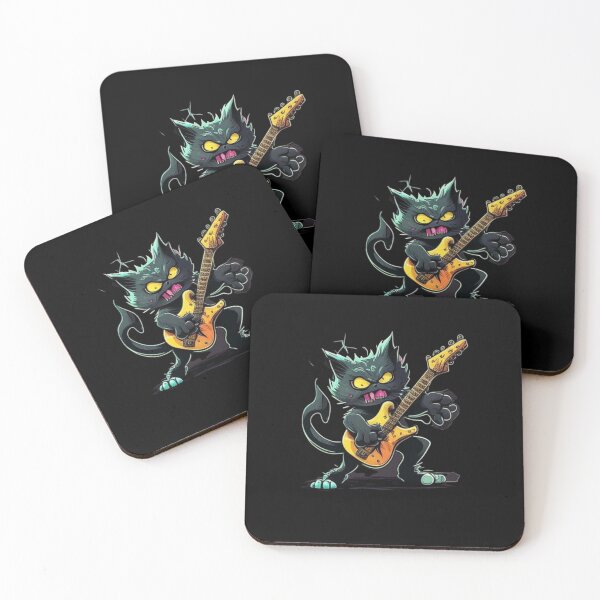 Item preview, Cute Cat With A Green Guitar - Dark fashion, MONICA-DESIGNS designed and sold by Monica-Designs.