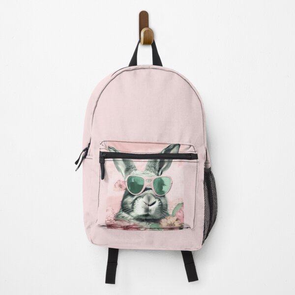 Item preview, Retro Chic Bunny: A Stylish She-Rabbit in Pink Shades and Floral Surroundings designed and sold by EmeraldeaArt.