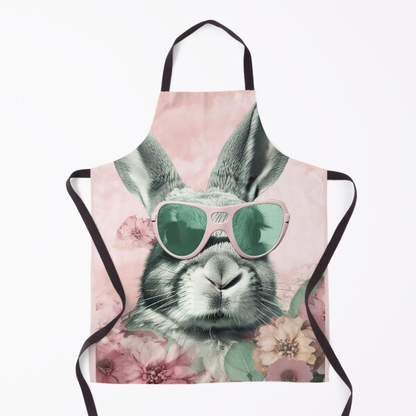 Item preview, Retro Chic Bunny: A Stylish She-Rabbit in Pink Shades and Floral Surroundings designed and sold by EmeraldeaArt.