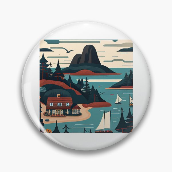 Item preview, Acadia National Park Scandinavian Folk Art Style  designed and sold by PikoApparel.