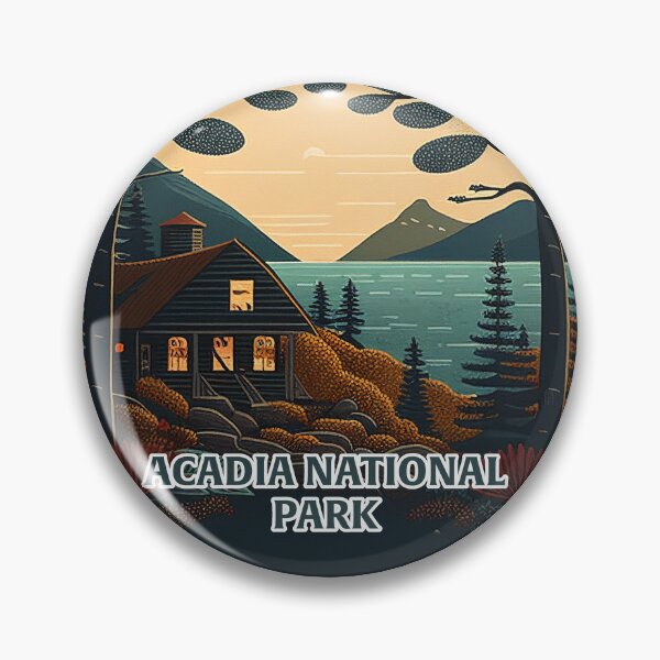 Item preview, Acadia National Park Scandinavian Folk Art Style Circle designed and sold by PikoApparel.