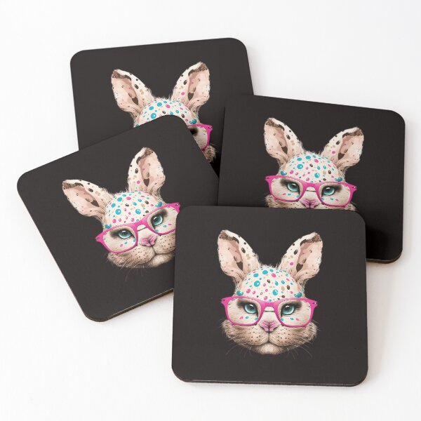 Item preview, Cute Bunny Face Leopard Pink Glasses Easter Day designed and sold by Cheeeeky.