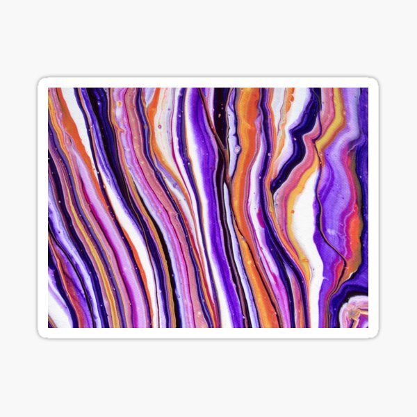 Purple and Orange Abstract Acrylic Pour Design Sticker