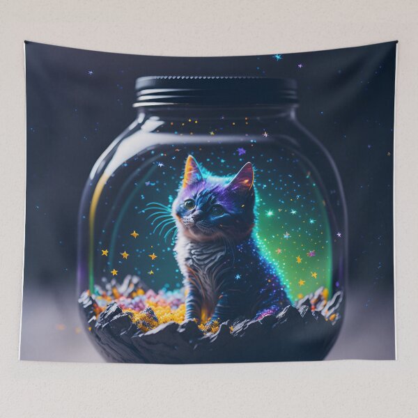 Item preview, Galaxy Kitty in Jar designed and sold by ArtsyWishesShop.