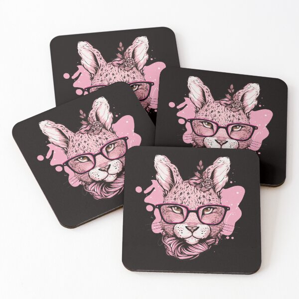 Item preview, Cute Bunny Face Pink Glasses Floral Leopard Easter Day designed and sold by Cheeeeky.