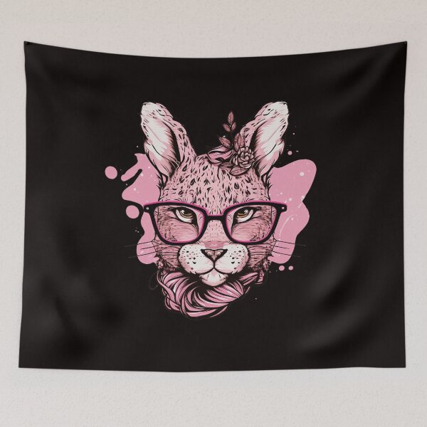 Item preview, Cute Bunny Face Pink Glasses Floral Leopard Easter Day designed and sold by Cheeeeky.