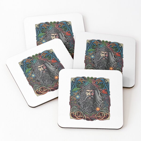 Item preview, Colorful Fantasy Design of a Gray Bearded Wizard designed and sold by Kalligraphika.