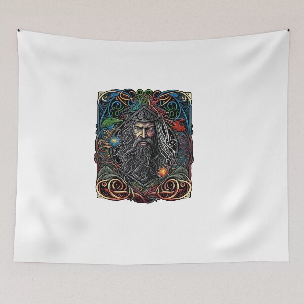 Item preview, Colorful Fantasy Design of a Gray Bearded Wizard designed and sold by Kalligraphika.