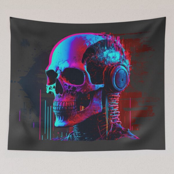 Item preview, DJ Death Skull - the Cyberpunk DJ - Funky Skull Design designed and sold by ArtificialEye.