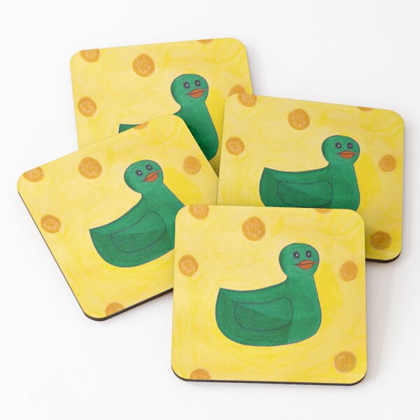 Item preview, Rainbow Rubber Duckies - Green Rubber Duckie with Yellow Background designed and sold by Caseymakesart.