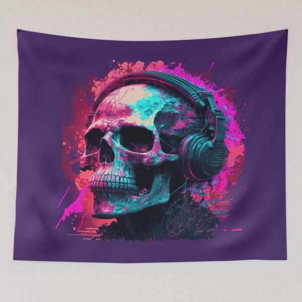 Item preview, Killer DJ Death Skull - the Cyberpunk DJ - Funky Skull Design designed and sold by ArtificialEye.