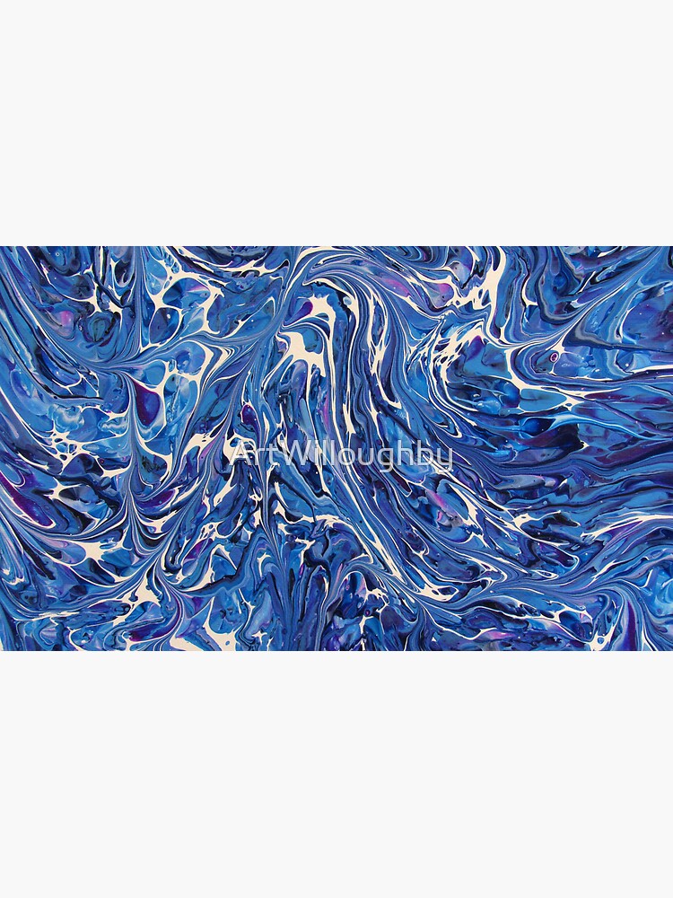 Abstract Acrylic Pour Painting Blue and Golden Coffee Mug by