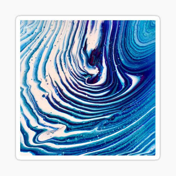 Blue, Purple, and White Acrylic Ring Pour Sticker