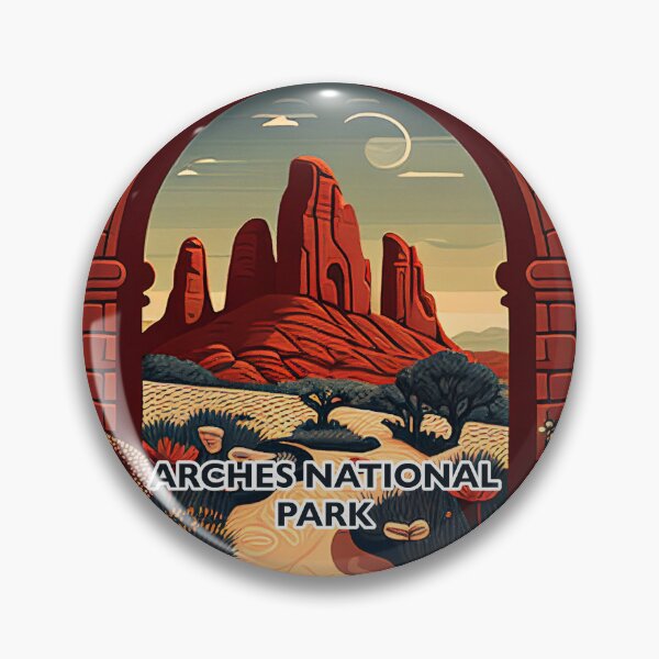 Item preview, Arches National Park Scandinavian Folk Art Style Circle designed and sold by PikoApparel.