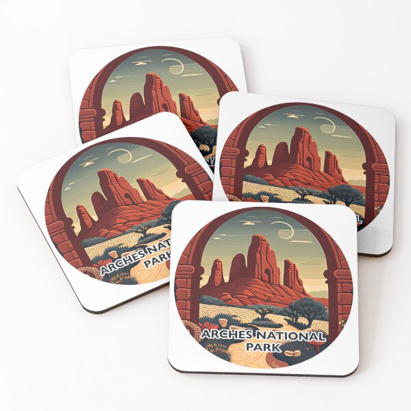 Item preview, Arches National Park Scandinavian Folk Art Style Circle designed and sold by PikoApparel.