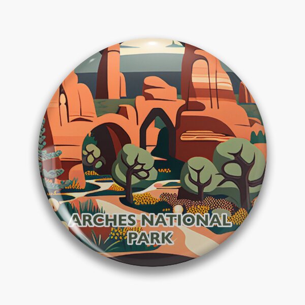 Item preview, Arches National Park Scandinavian Folk Art Style Circle designed and sold by PikoApparel.