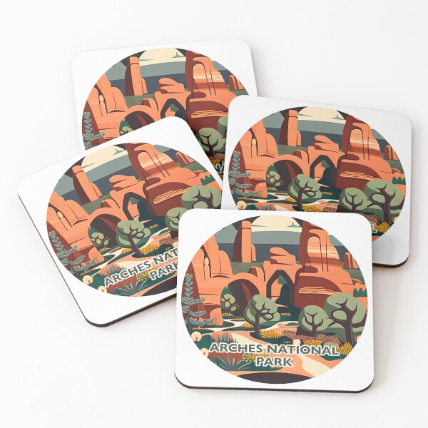 Item preview, Arches National Park Scandinavian Folk Art Style Circle designed and sold by PikoApparel.