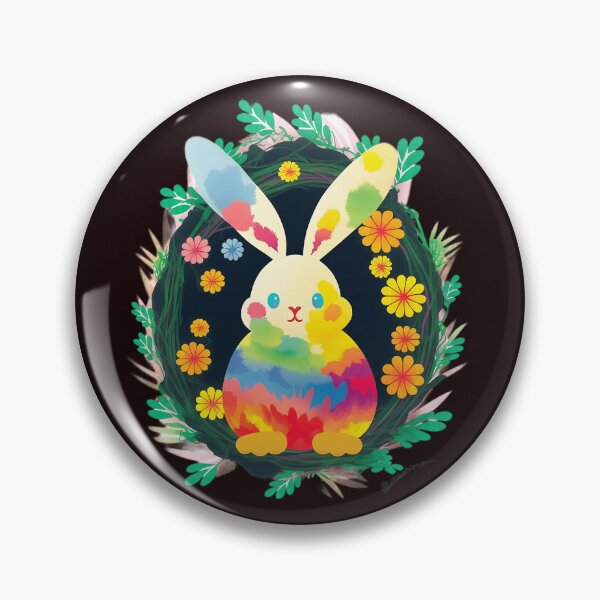 Aperçu de l'œuvre Cute Bunny Colorful Easter Egg Floral Funny Bunny Easter créée et vendue par Cheeeeky.