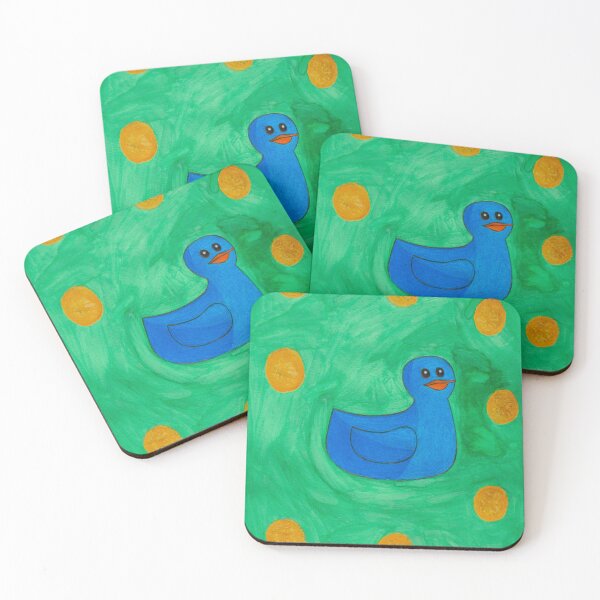 Item preview, Rainbow Rubber Duckies - Blue Rubber Duckie with Green Background designed and sold by Caseymakesart.