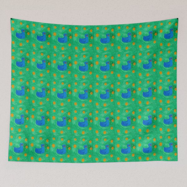 Item preview, Rainbow Rubber Duckies - Blue Rubber Duckie with Green Background designed and sold by Caseymakesart.