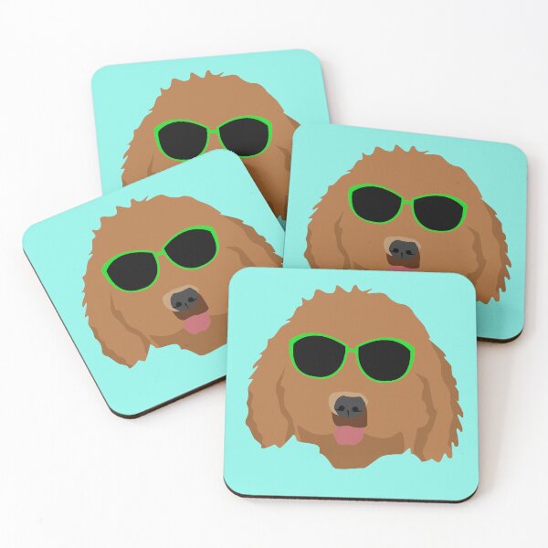 Item preview, Caramel Labradoodle in Green Sunglasses designed and sold by ArtWilloughby.