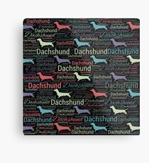Dachshund silhouette and word art pattern Metal Print